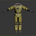 Yellow 3D Spacesuit Model With Red Visor Black Gloves And Boots