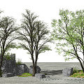 New Chinese landscape sketch landscape tree 3d model