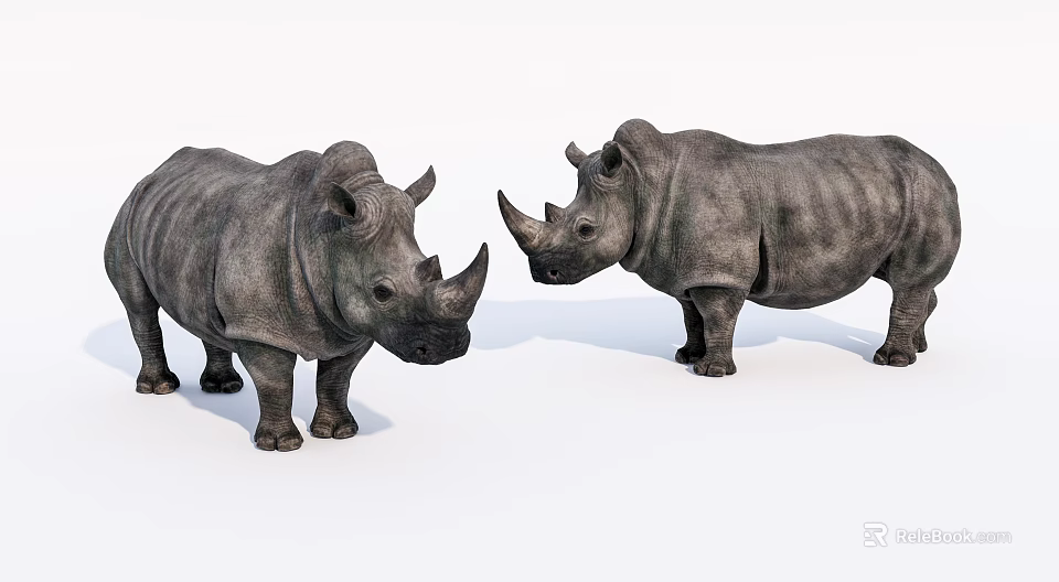 Two Realistic Reptiles With Detailed Skin Texture Standing On White Background 3d model 