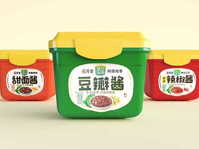 Bean sauce, scallion companion, sweet flour sauce, chili sauce, soybean sauce, seasoning 3d model