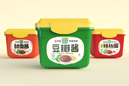 Bean sauce, scallion companion, sweet flour sauce, chili sauce, soybean sauce, seasoning 3d model