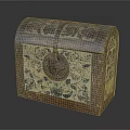 Vintage Decorative Chest with Floral Patterns Metal Lock and Rustic Finish