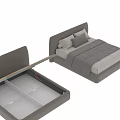 Modern Minimalist Double Bed With Upholstered Headboard White Linen And Gray Blanket