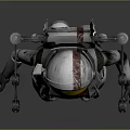 Biological Astronaut Character Walking In White Red Spacesuit With Yellow Helmet On Gray Background