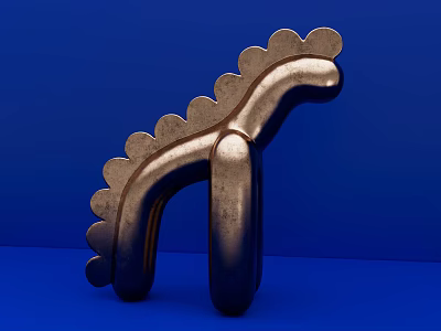 Modern Metallic Dinosaur Shaped Decorative Ornament Set on Blue Background for Home Decor 3d model