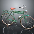 Vintage Green Bicycle With Red Seat Headlight Rear Rack And US Army Star Logo