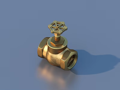Brass Pipeline Valve With Star Shaped Handle For Plumbing Control Systems 3d model