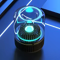 Modern Headphone Speaker With Transparent Cover Blue LED Lights And Illuminated Ring