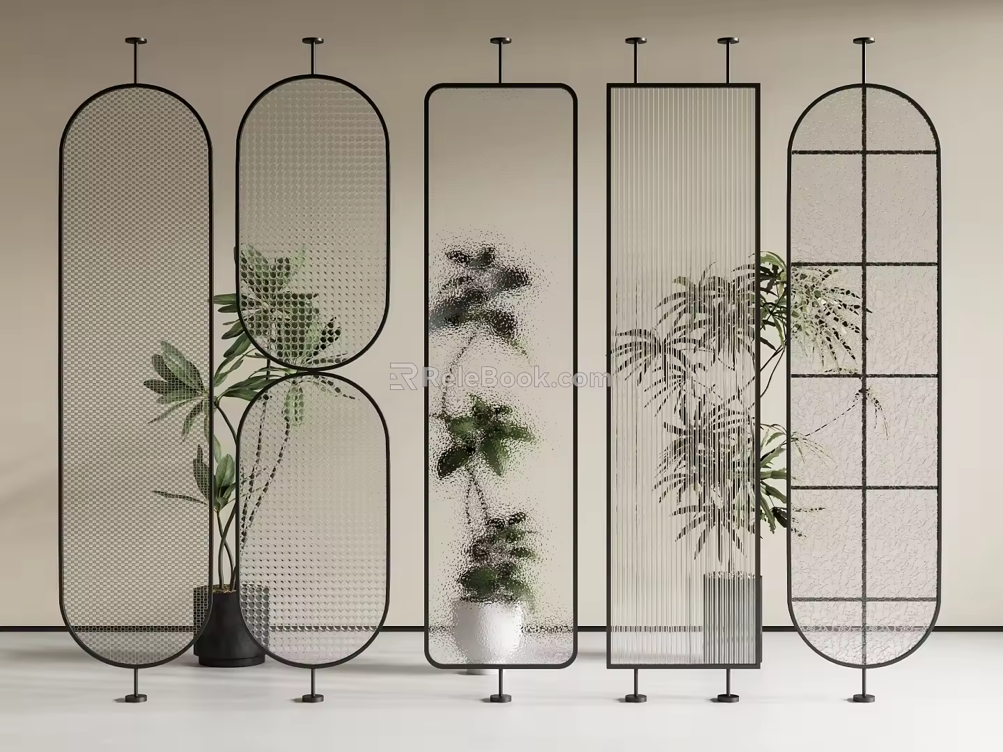 French Middle Ancient Glass Partition Frosted Glass Partition Changhong Glass Partition Screen Partition Entrance Partition 3d model