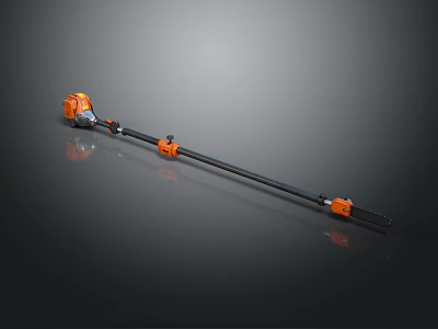 Durable Pole Saw Hardware Tool With Long Extension Pole And Orange Parts 3d model