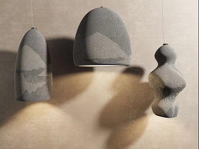 Unique Abstract Pendant Lights With Textured Surface And Modern Sculptural Design Shapes 3d model