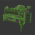 Industrial Mechanical Equipment With Metal Structure Pipes Gauges Radiators And Speakers