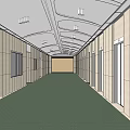 Elevator Corridor Design With Light Colored Walls Green Carpet And Ceiling Lights
