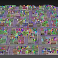 Aerial View Urban Planning Layout Featuring Buildings Palm Trees And Open Areas