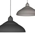 Modern Dome Shaped Black Gray Pendant Lights Hanging With Warm Glow In Interior