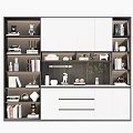 Study Bookcase Bookshelf Display Cabinet Locker Sideboard Decorative Cabinet Books Book Ornaments 3d model