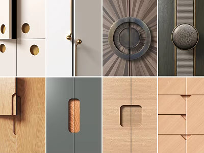 Stylish Furniture Door Handles In Various Modern Designs And Different Shapes 3d model