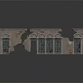 Historical Classical Architectural Ruins With Broken Stone Walls And Arch Windows