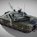 Military Camouflage Armored Tank With Main Gun Tracks And Antenna System