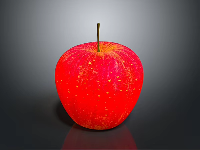 Fresh Red Apple With Shiny Surface Yellow Specks And Stem As Daily Living Item 3d model