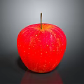 Fresh Red Apple With Shiny Surface Yellow Specks And Stem As Daily Living Item