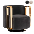 Modern Accent Chair with Gold Metal Arms Black and Beige Velvet Upholstery Design
