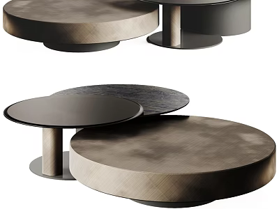 Modern Round Dining Tables With Wooden Tops And Metal Bases Design 3d model