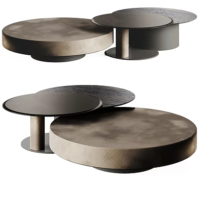 Modern Round Dining Tables With Wooden Tops And Metal Bases Design 3d model