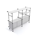 Modern Bookshelf With Metal Frame White Top Multiple Shelves And Storage Cabinets