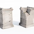 Ancient Ruined Stone Columns With Broken Structure And Cracked Surfaces 3d model