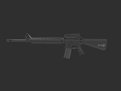 Black Military Style Tactical Rifle With Standard Barrel Magazine And Stock 3d model