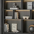 Modern Elegant Wooden Shelving Unit With Layered Shelves Books And Decorative Ornaments