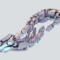 Intricate Golden And Silver Mechanical Hand Sculpture With Touching Palms