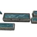 Various Shaped Textured Stone Containers With Rustic Design For Garden Use 3d model