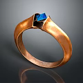 Elegant Copper Statement Ring With Square Blue Gemstone And Metallic Band Fashion Jewelry Design
