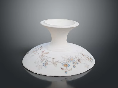 Decorative White Ceramic Candle Holder With Floral Leaf Pattern And Elegant Design 3d model