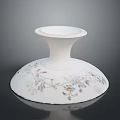 Decorative White Ceramic Candle Holder With Floral Leaf Pattern And Elegant Design 3d model