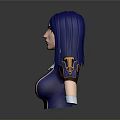Child 3D Character Half Body Model With Blue Hair Green Eyes And Colorful Costume