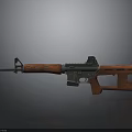 3D Model Modern Rifle With Wooden Stock Black Metal Barrel And Magazine
