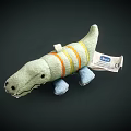 Light Green Crocodile Plush Toy With Orange Yellow Stripes And Blue Feet