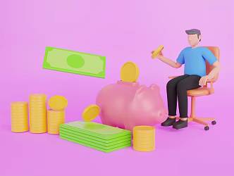 Modern Cartoon Scene Animation Scene Gold Coin Currency Cartoon Gold Coin Cartoon Currency 3d model