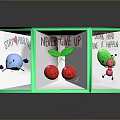 Green Hexagonal Box With Transparent Panels Never Give Up Text Red Cherries Dreams Find A Way And Cartoon Characters