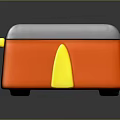 Red And Yellow Toaster With Silver Top Two Slots Modern Electric Design