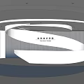 Futuristic Front Desk Reception With Curved White Design In Technology Institute