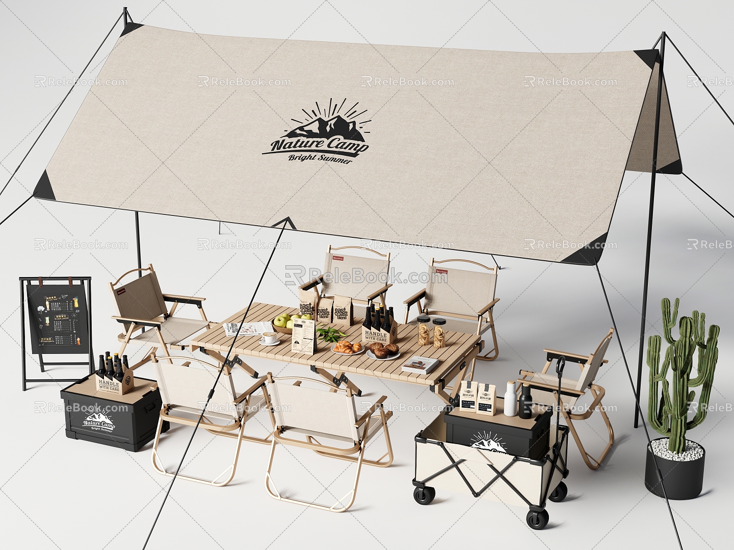 Outdoor Table and Chair Combination Camping Table and Chair Folding Table and Chair Sky Curtain Food and Beverage model