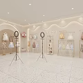 Warm Bright Children's Clothing Store Featuring Clothing Racks Cartoon Bear And Balloons