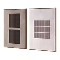 Modern Framed Abstract Paintings With Striped Patterns Grid Designs Light Gray Background And Dark Lines 3d model