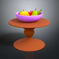 Fresh Colorful Fruits Placed in Pink Bowl on Brown Round Table