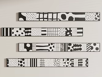 Black and White Hanging Paintings 3d model