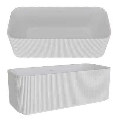 Modern White Ribbed Bathtub Design With Rectangular Shape For Bathroom Interior 3d model